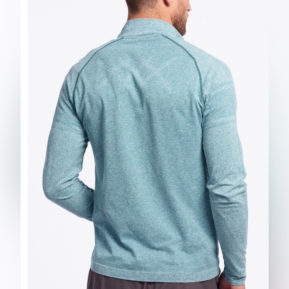 RHONE Celliant Seamless Quarter Zip Long Sleeve Shirt Pullover Medium Blue Teal - Picture 2 of 6